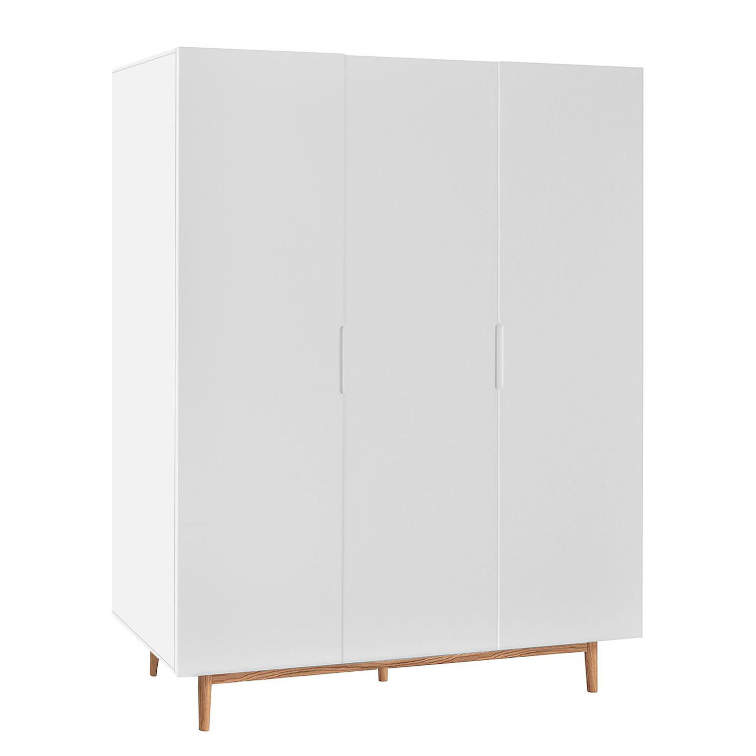 DREHTÜRENSCHRANK 154/200/60 cm 3-türig Weiß, Eichefarben  - Chromfarben/Eichefarben, Design, Holz/Holzwerkstoff (154/200/60cm) - home24