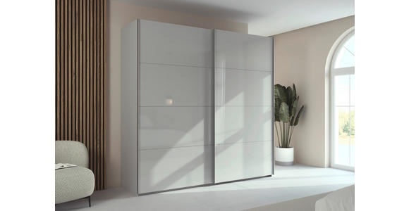 SCHWEBETÜRENSCHRANK 226/223/68 cm 2-türig Weiß, Seidengrau  - Seidengrau/Alufarben, Design, Glas/Holzwerkstoff (226/223/68cm) - Xora