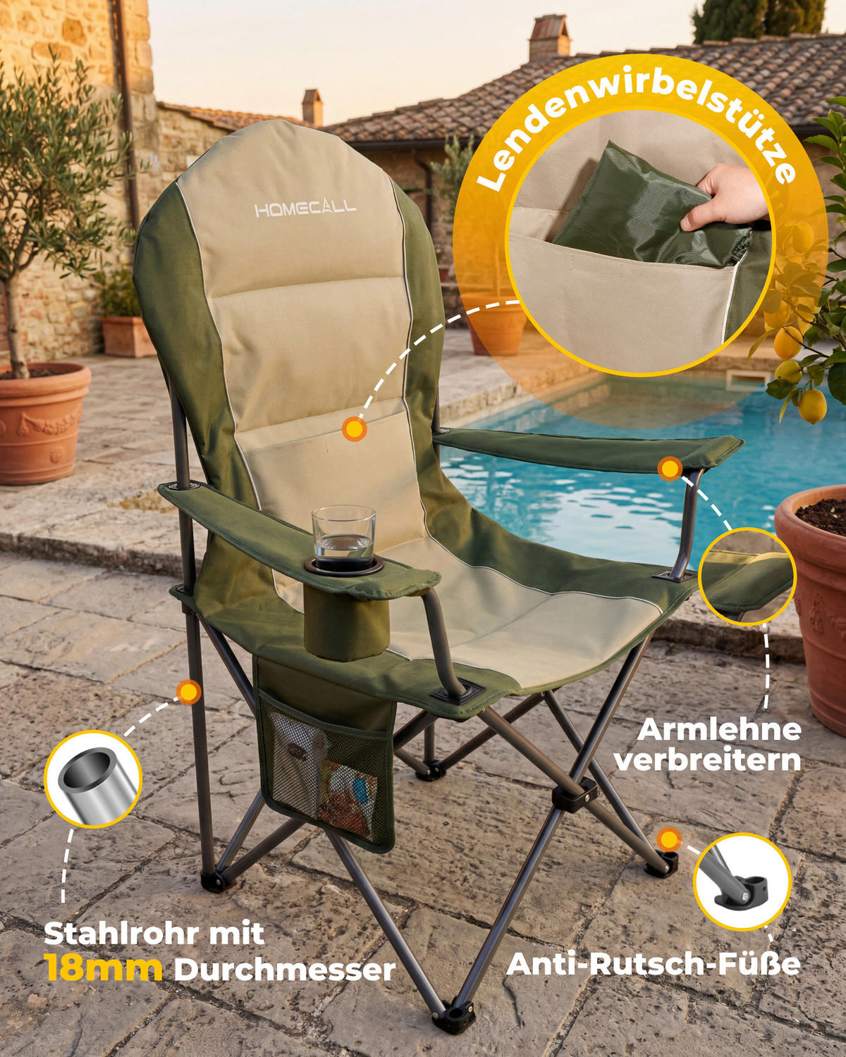 CAMPINGSESSEL - Silberfarben/Grau, Basics, Textil/Metall (84/110/60cm) - Modante