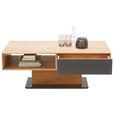 COUCHTISCH Eiche massiv Farbglas 115/65/44 cm rechteckig Anthrazit, Eichefarben  - Eichefarben/Anthrazit, Natur, Glas/Holz (115/65/44cm) - Waldwelt