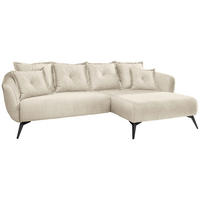 ECKSOFA Beige Velours  - Beige/Schwarz, MODERN, Textil/Metall (277/162cm) - Livetastic