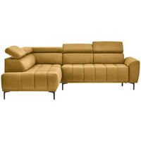 ECKSOFA Gelb, Goldfarben Velours  - Gelb/Goldfarben, Design, Textil/Metall (191/261cm) - Stylife