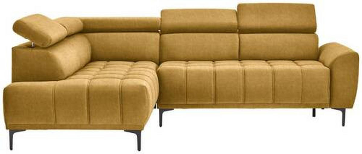 ECKSOFA Gelb, Goldfarben Velours  - Gelb/Goldfarben, Design, Textil/Metall (191/261cm) - Stylife