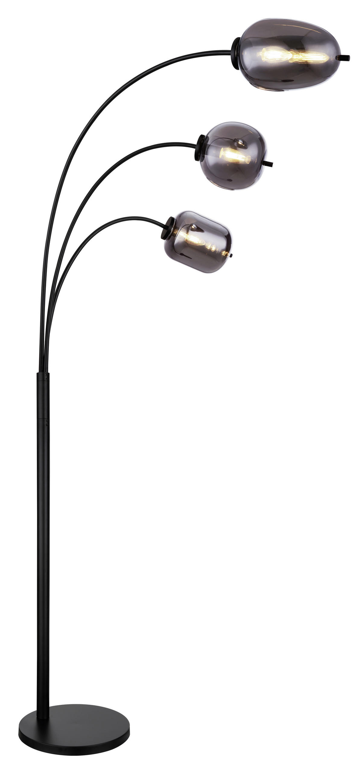 BOGENLEUCHTE 80/60/175 cm    - Schwarz/Grau, Design, Glas/Metall (80/60/175cm) - Globo