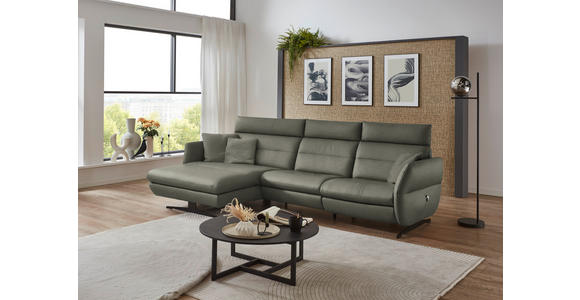 ECKSOFA in Echtleder Grau 169/298 cm - Schwarz/Grau, Design, Leder/Metall (169/298cm) - Dieter Knoll
