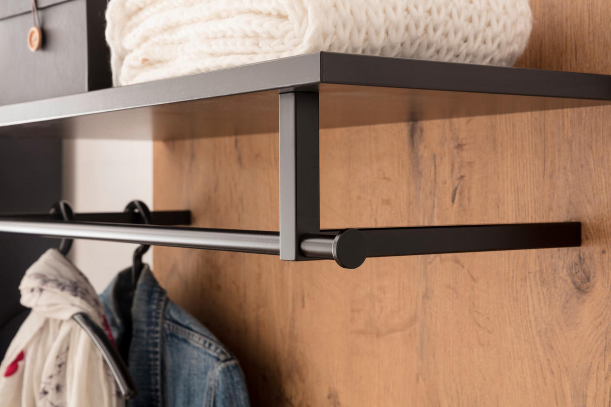 GARDEROBE 6-teilig  in 300/200/38 cm  - Eichefarben/Anthrazit, KONVENTIONELL, Holzwerkstoff (300/200/38cm) - Moderano