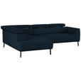 ECKSOFA in Chenille Dunkelblau  205/280 cm  - Schwarz/Dunkelblau, Design, Textil/Metall (205/280cm) - Xora