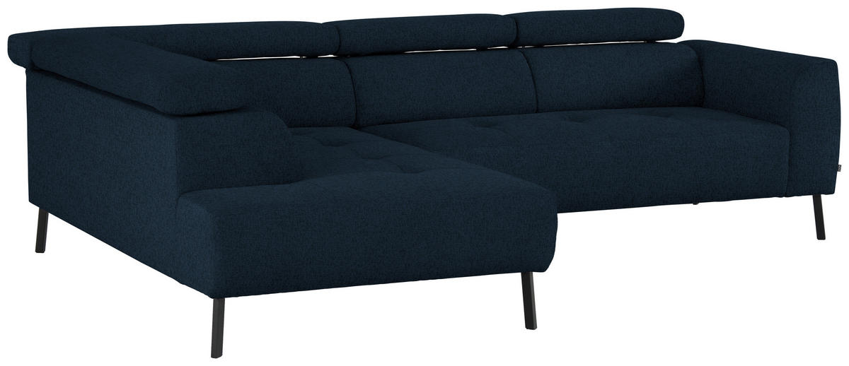 ECKSOFA in Chenille Dunkelblau  205/280 cm  - Schwarz/Dunkelblau, Design, Textil/Metall (205/280cm) - Xora