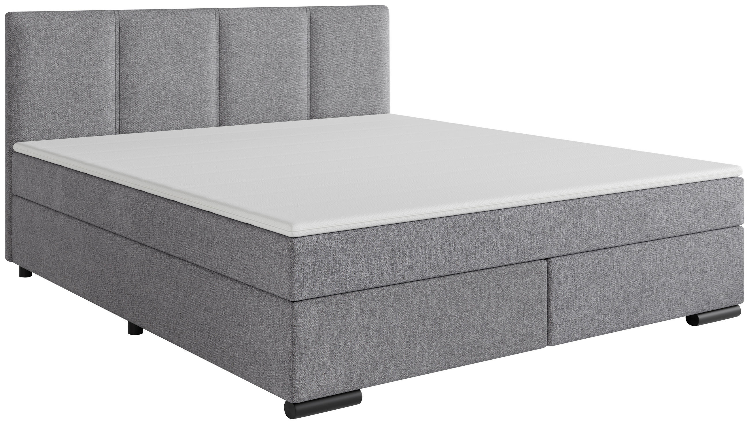 BOXSPRINGBETT 180/200 cm  in Hellgrau  - Hellgrau/Schwarz, MODERN, Karton/Holz (180/200cm) - MID.YOU