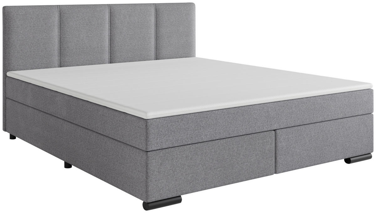 BOXSPRINGBETT 180/200 cm  in Hellgrau  - Hellgrau/Schwarz, MODERN, Karton/Holz (180/200cm) - MID.YOU