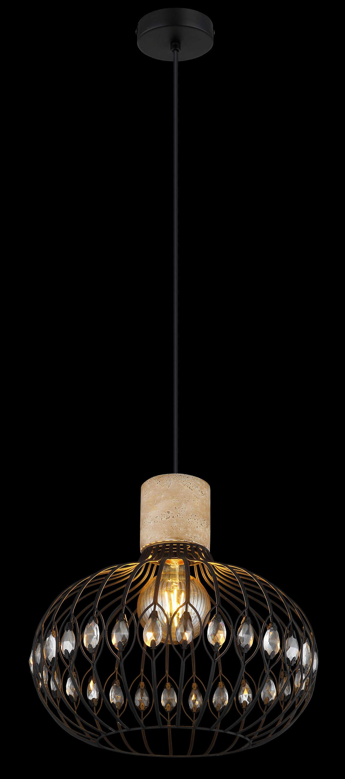 HÄNGELEUCHTE 38/150 cm  - Klar/Schwarz, Basics, Glas/Kunststoff (38/150cm) - Globo