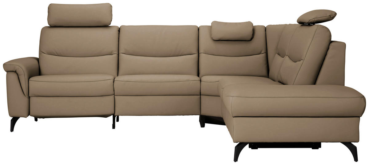 ECKSOFA  in Echtleder Cappuccino  280/249 cm  - Anthrazit/Cappuccino, Design, Leder/Metall (280/249cm) - Himolla Komfortklass