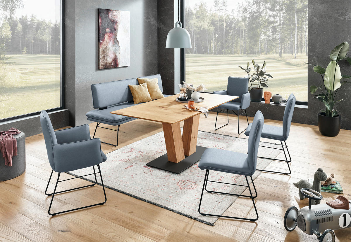 SITZBANK in Metall, Textil Blau, Schwarz  - Blau/Schwarz, Design, Textil/Metall (195/91/65cm) - Dieter Knoll