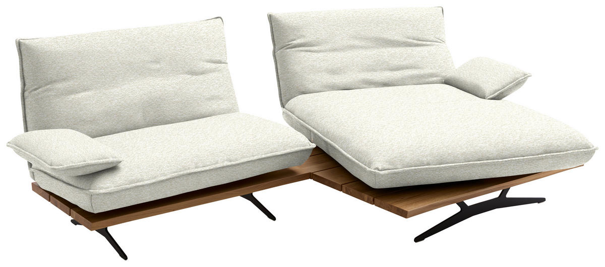 ECKSOFA Chenille, Flachgewebe Creme, Wildeiche  - Wildeiche/Creme, Design, Holz/Textil (284/161cm) - Koinor