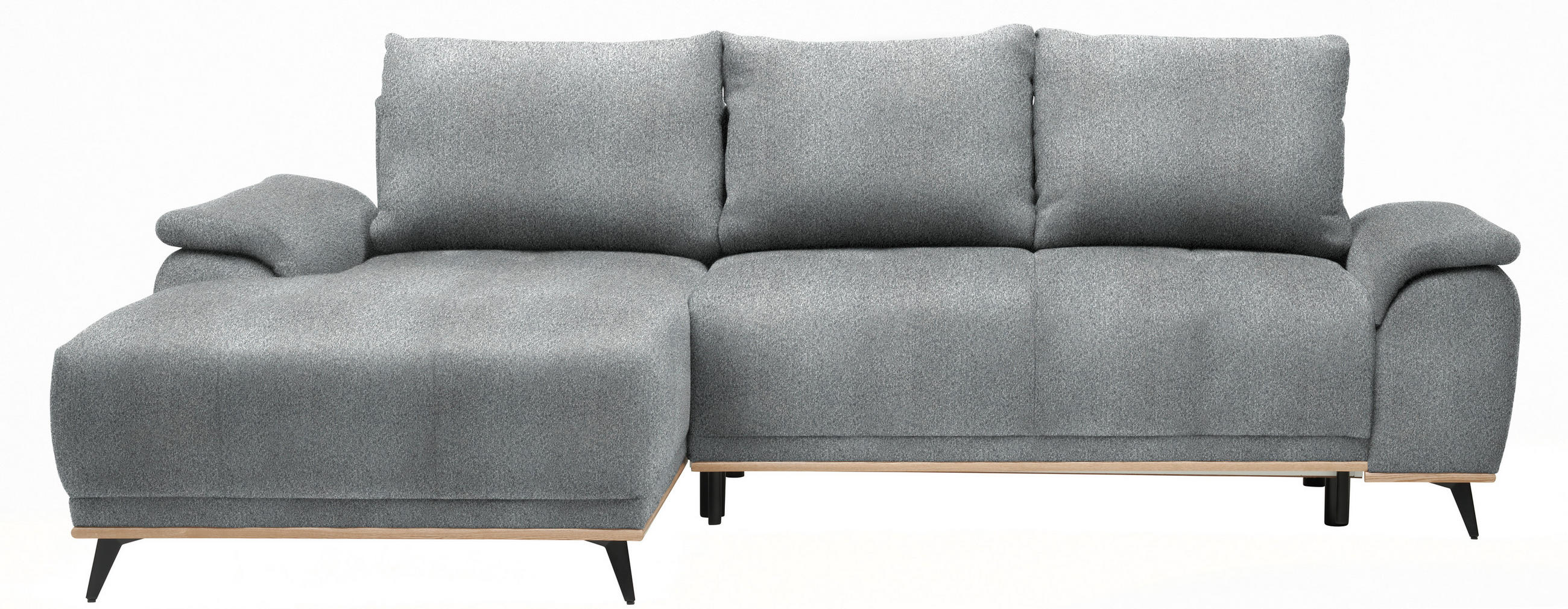 ECKSOFA in Chenille Anthrazit  - Anthrazit/Schwarz, MODERN, Textil/Metall (168/262cm) - home24