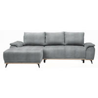 ECKSOFA in Chenille Anthrazit  - Anthrazit/Schwarz, Modern, Textil/Metall (168/262cm) - home24