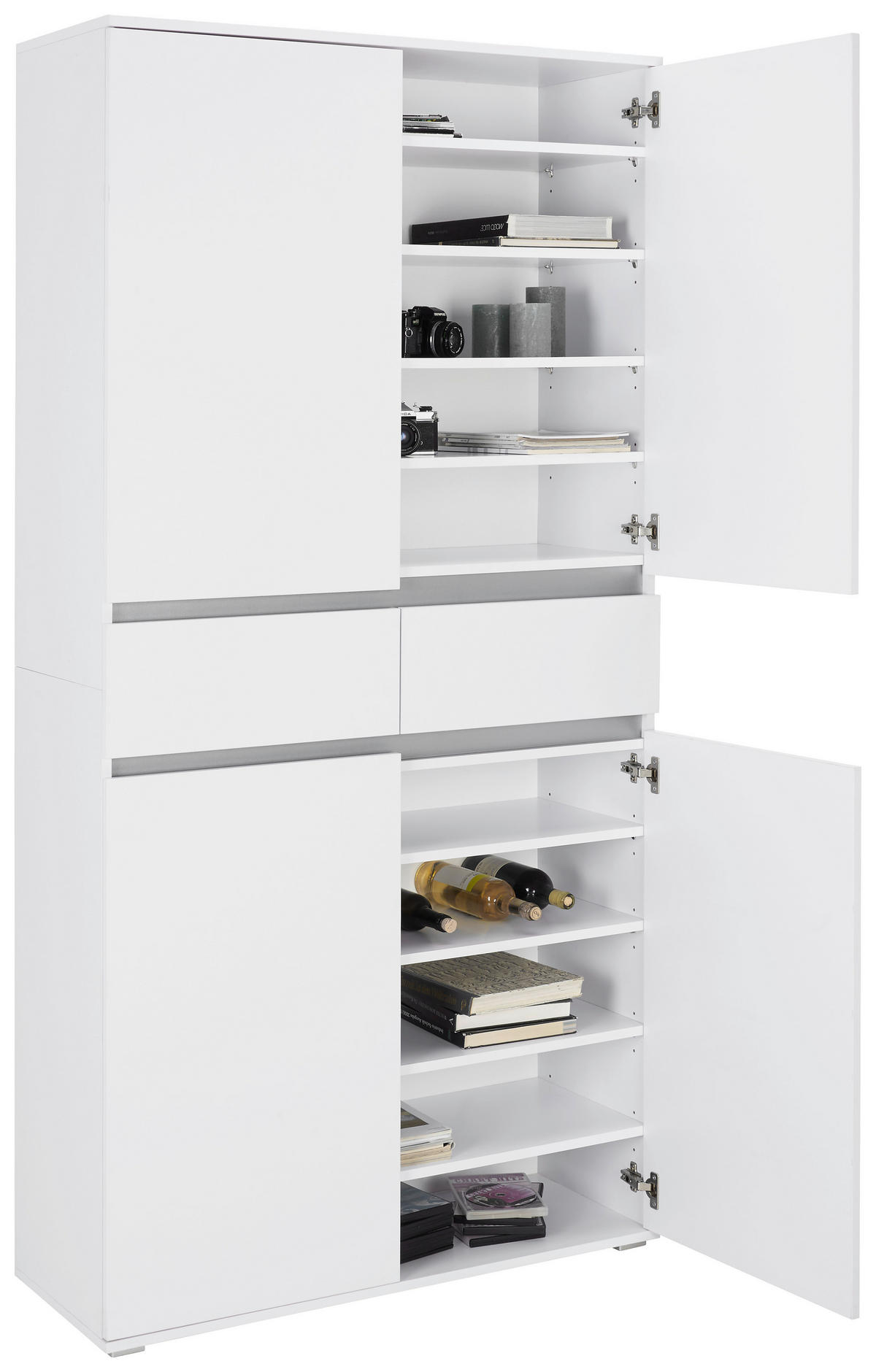 MEHRZWECKSCHRANK 100/200/37 cm  in Weiß  - Silberfarben/Weiß, KONVENTIONELL, Holzwerkstoff/Kunststoff (100/200/37cm) - Xora