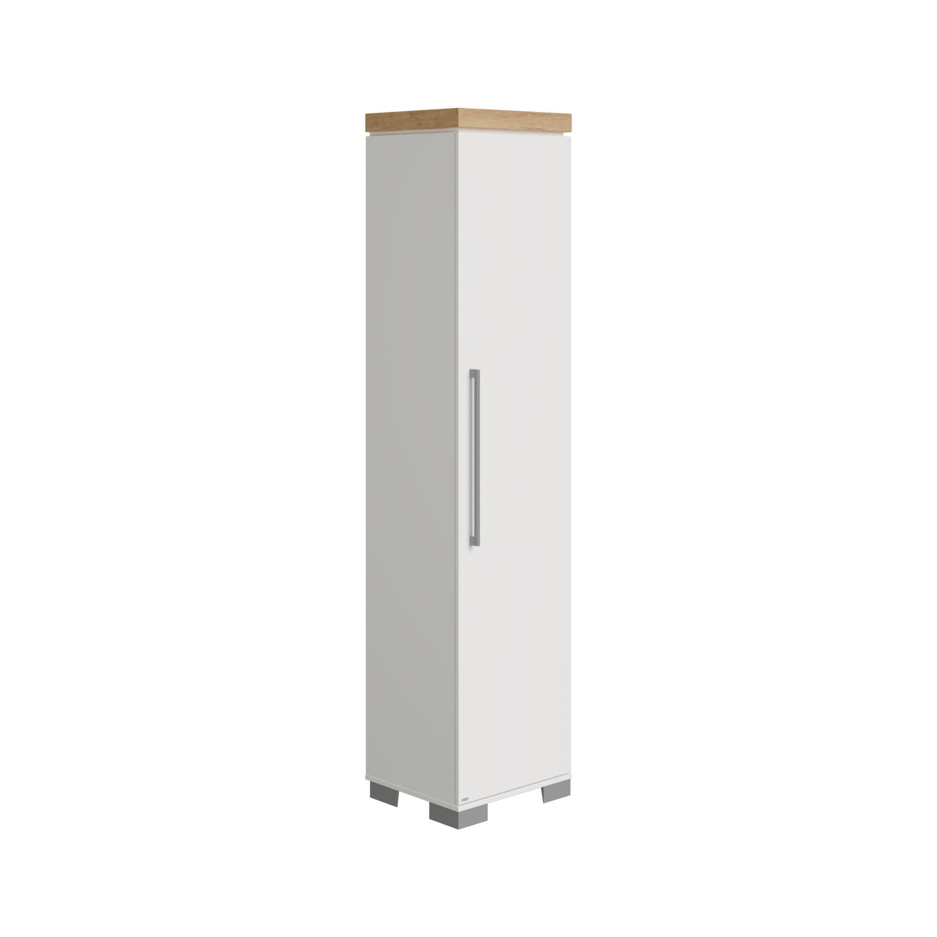 REGAL Weiß, Eichefarben  - Eichefarben/Silberfarben, Design, Holzwerkstoff/Metall (48,4/205,9/39,6cm) - Paidi