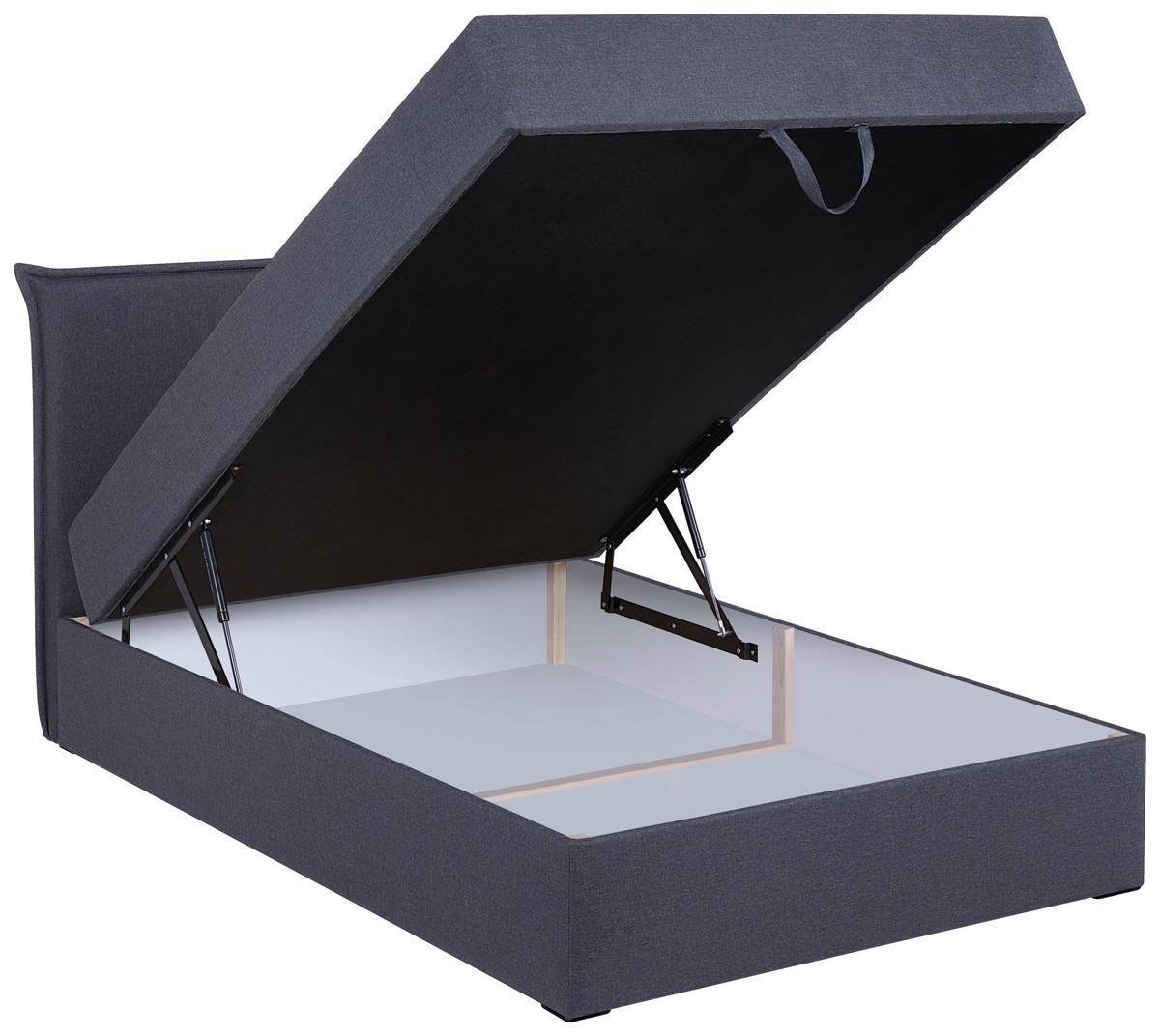 BOXBETT 120/200 cm,  in Grau, H3 = fest  - Schwarz/Grau, MODERN, Kunststoff/Textil (120/200cm) - MID.YOU