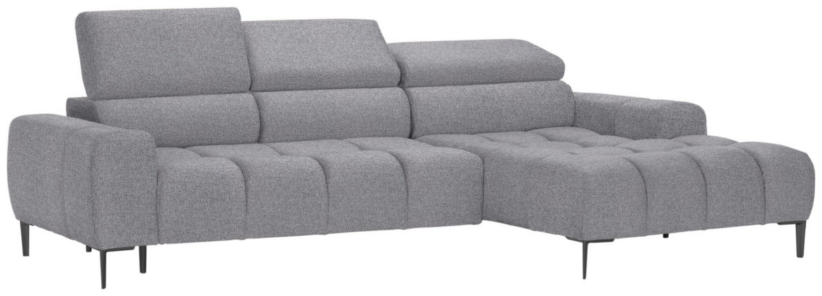 ECKSOFA in Webstoff Grau  - Schwarz/Grau, Design, Textil/Metall (270/177cm) - Welnova