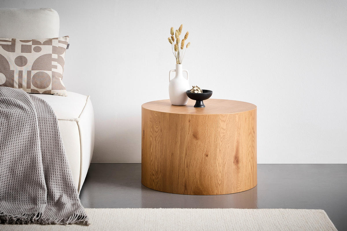 BEISTELLTISCH 60/60/40 cm Eichefarben rund  - Eichefarben, Design, Holzwerkstoff (60/60/40cm) - Xora