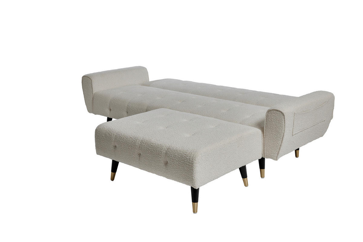 SCHLAFSOFA Bouclé Weiß  - Weiß, MODERN, Holz/Textil (213/83/153/173cm) - MID.YOU