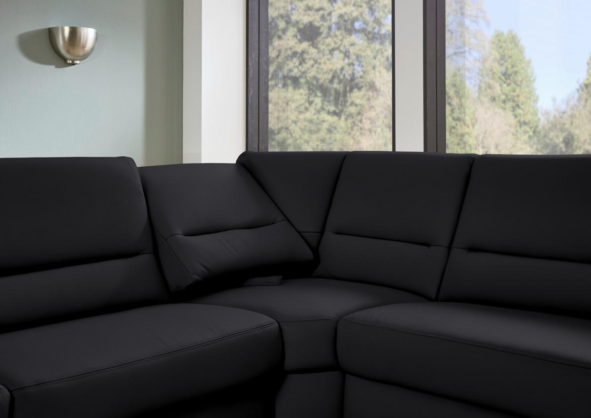 ECKSOFA  in Echtleder Schwarz  290/249 cm  - Schwarz, KONVENTIONELL, Leder/Metall (290/249cm) - Beldomo Premium