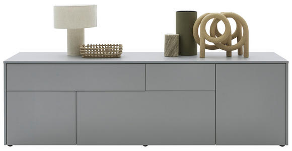 LOWBOARD  in 184/57/41 cm  - Eichefarben/Schwarz, Design, Holzwerkstoff/Kunststoff (184/57/41cm) - Voleo