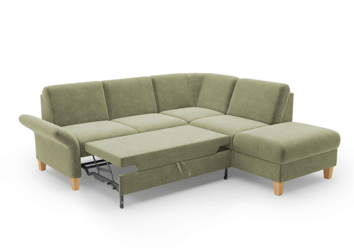 ECKSOFA ROCHELLE E Hellgrün Flachgewebe  - Eichefarben/Hellgrün, KONVENTIONELL, Holz/Textil (240/216cm) - Sit & More