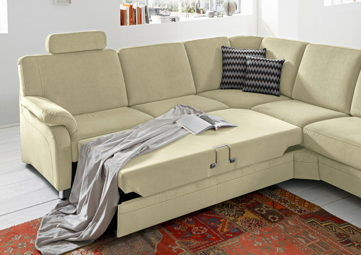 ECKSOFA in Flachgewebe Grün  269/287 cm  - Alufarben/Grün, KONVENTIONELL, Textil/Metall (269/287cm) - Beldomo System