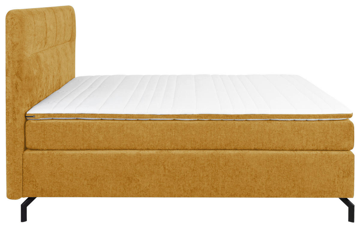 BOXSPRINGBETT 180/200 cm  in Currygelb  - Currygelb/Schwarz, Design, Textil/Metall (180/200cm) - Esposa