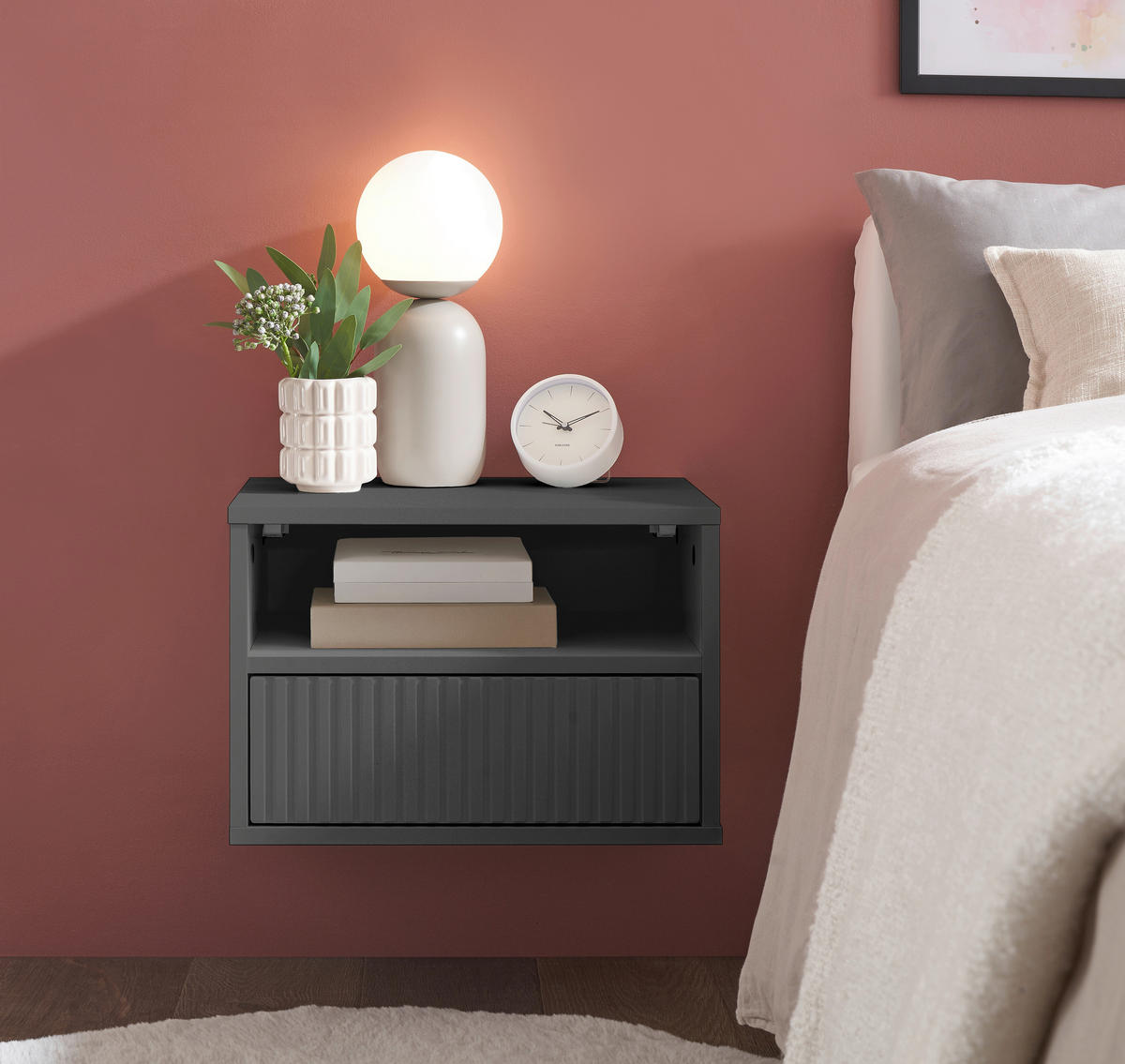 NACHTSCHRANK 46/31/32 cm  - Graphitfarben, KONVENTIONELL, Holzwerkstoff (46/31/32cm) - Boxxx