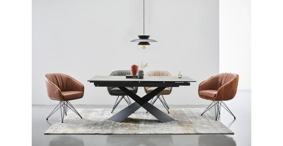 ARMLEHNSTUHL  in Eisen Teddystoff Echtleder pigmentiert  - Taupe/Schwarz, Design, Leder/Textil (59,5/83,5/63,5cm) - Belluti