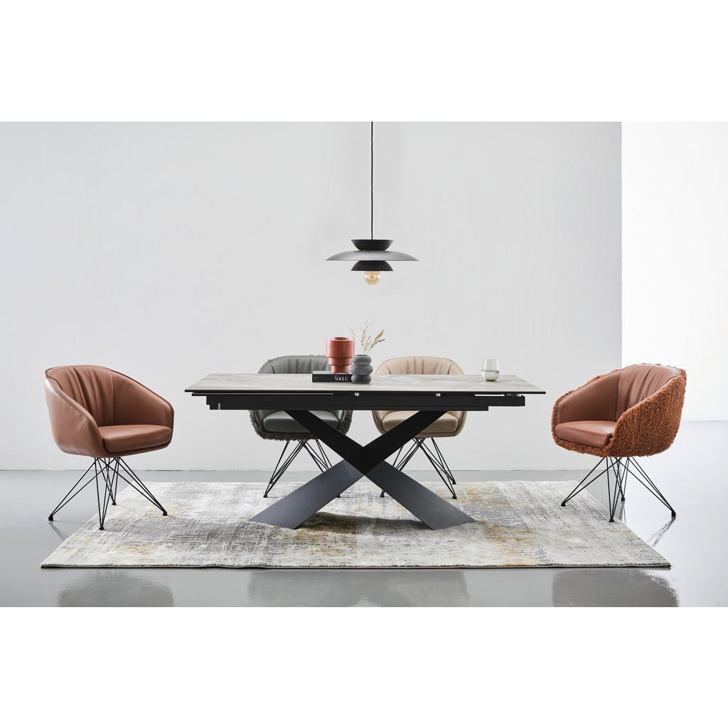 Thumbnail - Belluti Armlehnstuhl, Anthrazit, Schwarz, Holz, Metall, Textil, Leder, Echtleder, Rindleder, Eukalyptusholz, Sperrholz, ...