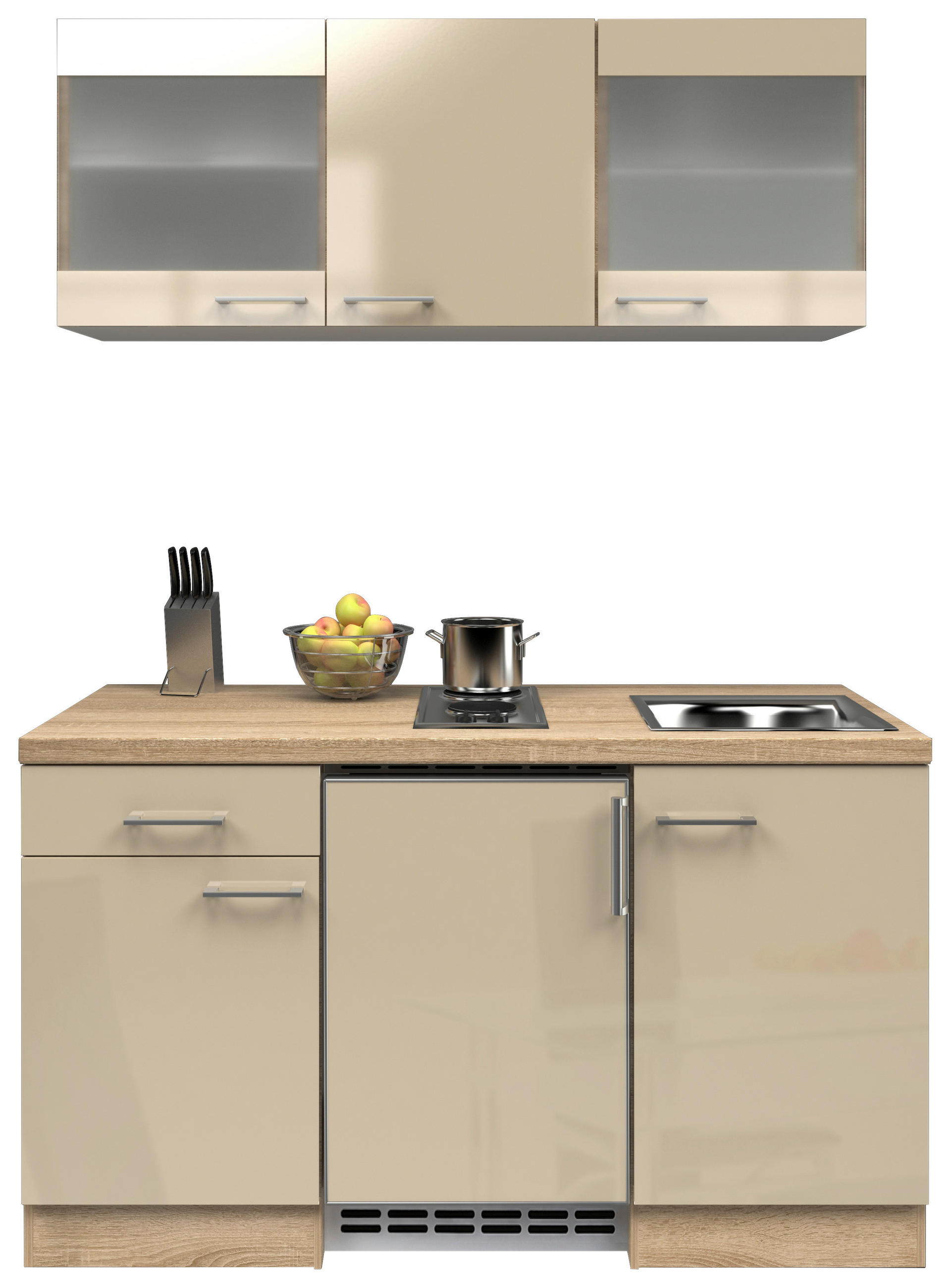 MINIKUCHYŇA NEPAL 150,5 - kašmírová/farba ušľachtilej ocele, Modern, kov/kompozitné drevo (150,5cm) - FlexWell