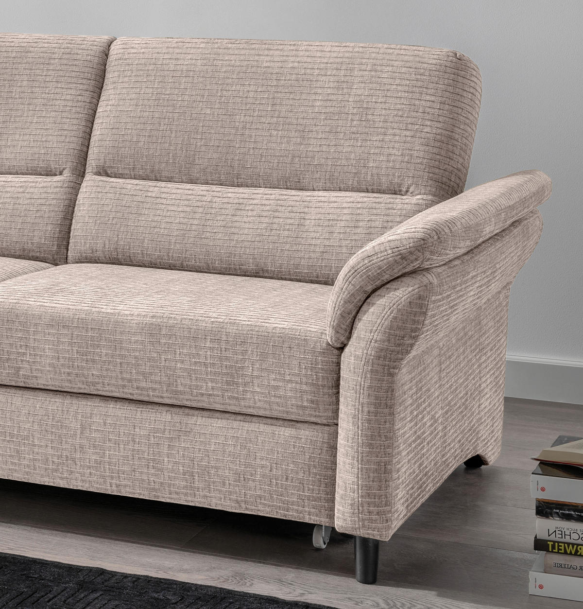 ECKSOFA in Mikrofaser Beige  - Beige/Schwarz, Modern, Holz/Textil (176/279cm) - Livetastic
