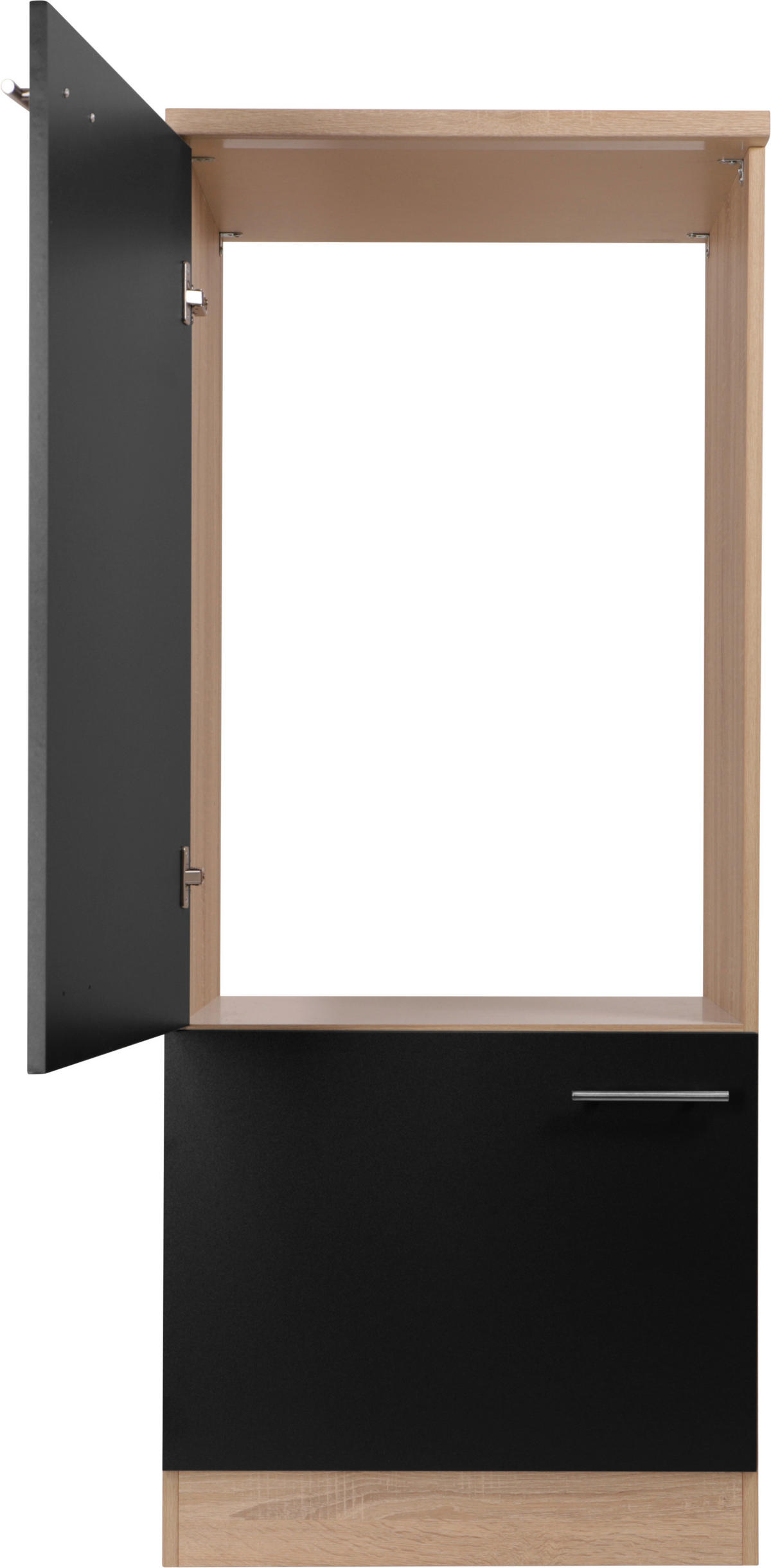GERÄTEUMBAUSCHRANK 60/144,8/60 cm  in Schwarz, Eichefarben  - Eichefarben/Silberfarben, Basics, Holzwerkstoff/Metall (60/144,8/60cm) - Respekta
