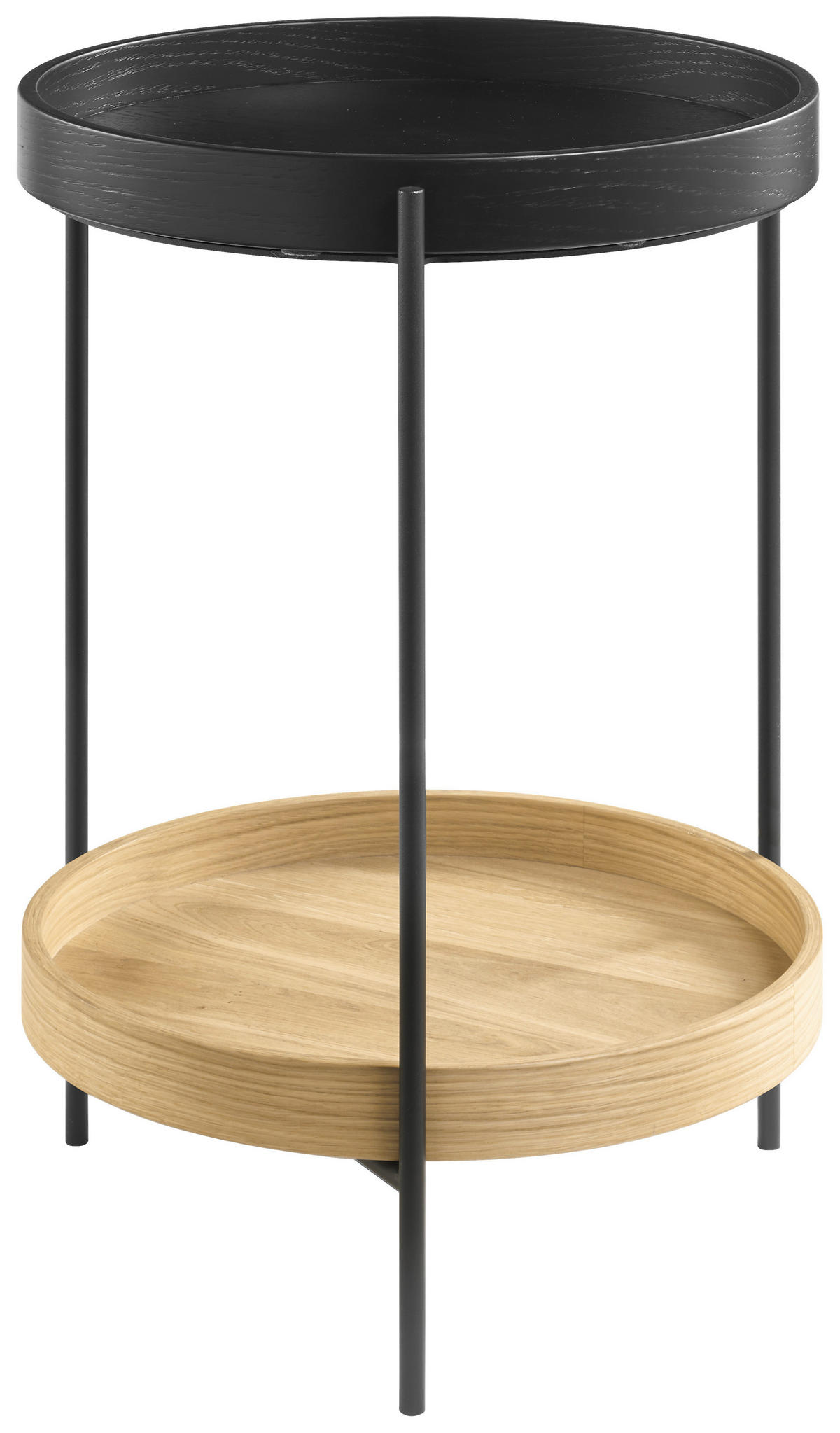 BEISTELLTISCH 43/43/59 cm Eiche Anthrazit, Schwarz rund  - Anthrazit/Schwarz, Design, Holz/Metall (43/43/59cm) - Musterring