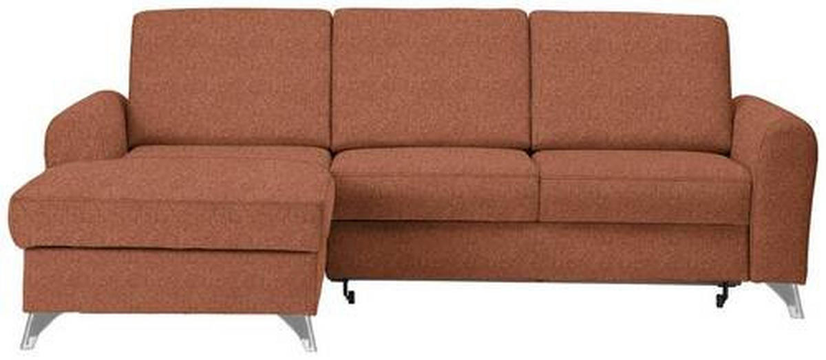 ECKSOFA in Flachgewebe Orange, Rostfarben  - Rostfarben/Silberfarben, Design, Textil/Metall (167/244cm) - Cantus