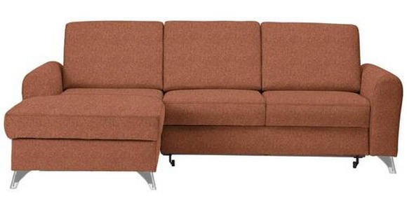 ECKSOFA in Flachgewebe Orange, Rostfarben  - Rostfarben/Silberfarben, Design, Textil/Metall (167/244cm) - Cantus