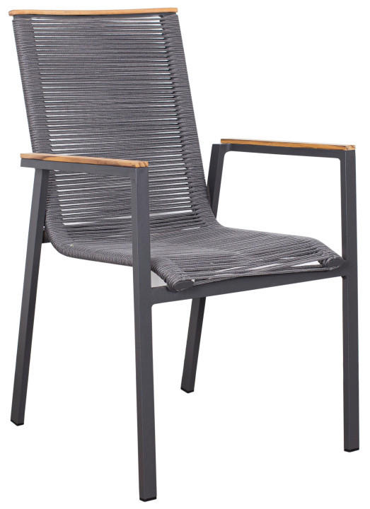 GARTENSESSEL Teakholz Aluminium Grau  - Grau, Basics, Holz/Kunststoff (55/87/66cm) - Gardenson