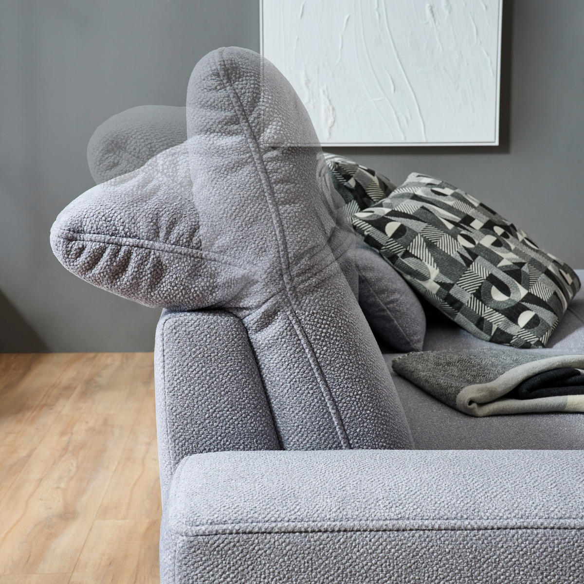 ECKSOFA in Mikrofaser Hellgrau  - Hellgrau/Schwarz, Design, Textil/Metall (273/203cm) - Johann Jakob