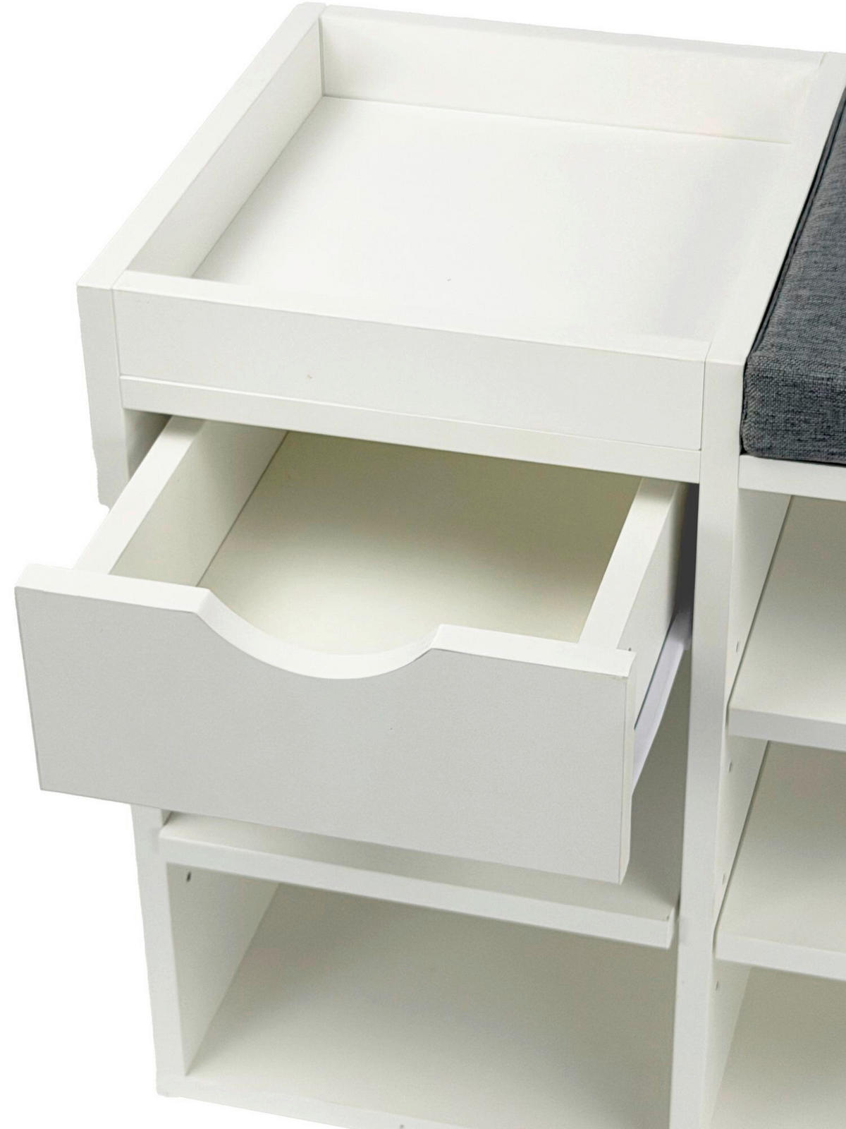 KLUPA ZA OBUĆU  bijela      - bijela/siva, Design, drvni materijal/tekstil (100/45/30cm) - Livetastic