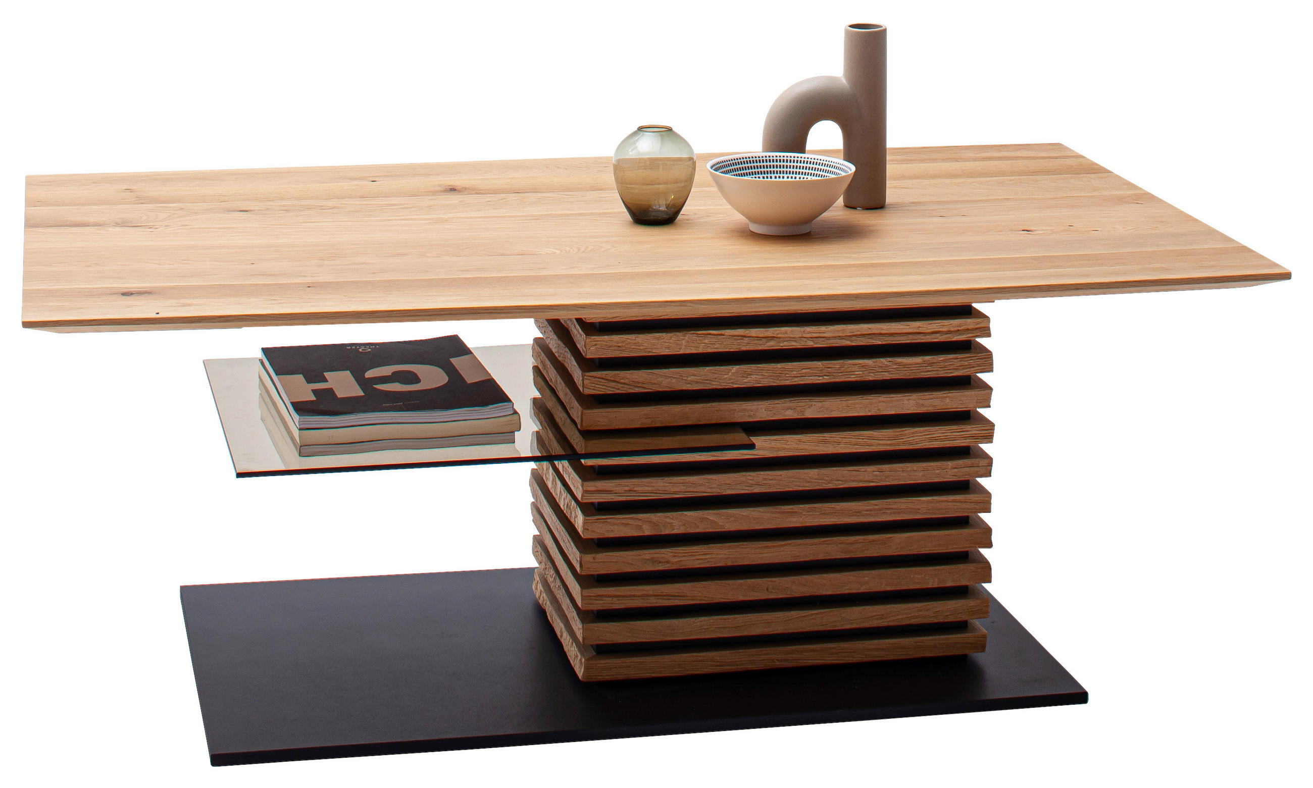 COUCHTISCH Kerneiche Parsolglas 120/70/45 cm rechteckig Anthrazit, Eichefarben  - Eichefarben/Anthrazit, Natur, Glas/Holz (120/70/45cm) - Schöner Wohnen