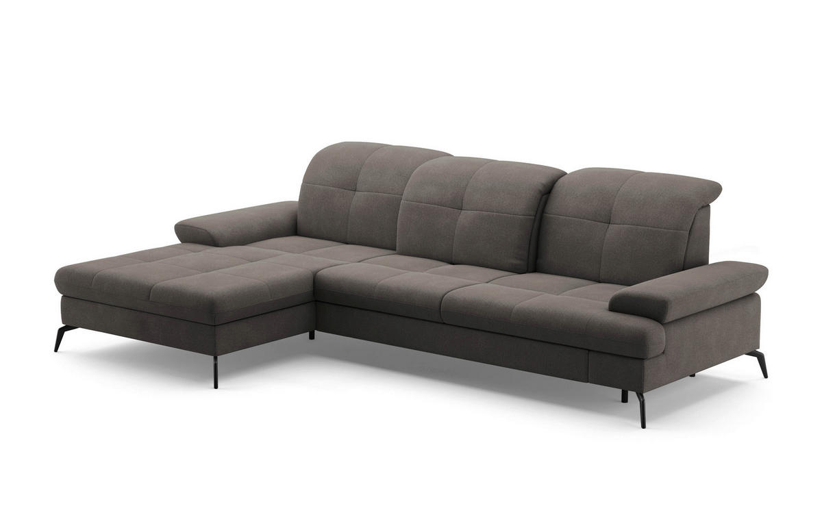 ECKSOFA in Flachgewebe Graphitfarben  - Schwarz/Graphitfarben, Konventionell, Textil/Metall (185/279cm) - Sit & More