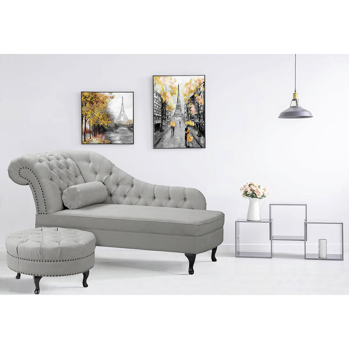 RÉCAMIERE Mikrofaser Grau  - Braun/Grau, Design, Holz/Textil (185/93/75cm) - Livetastic