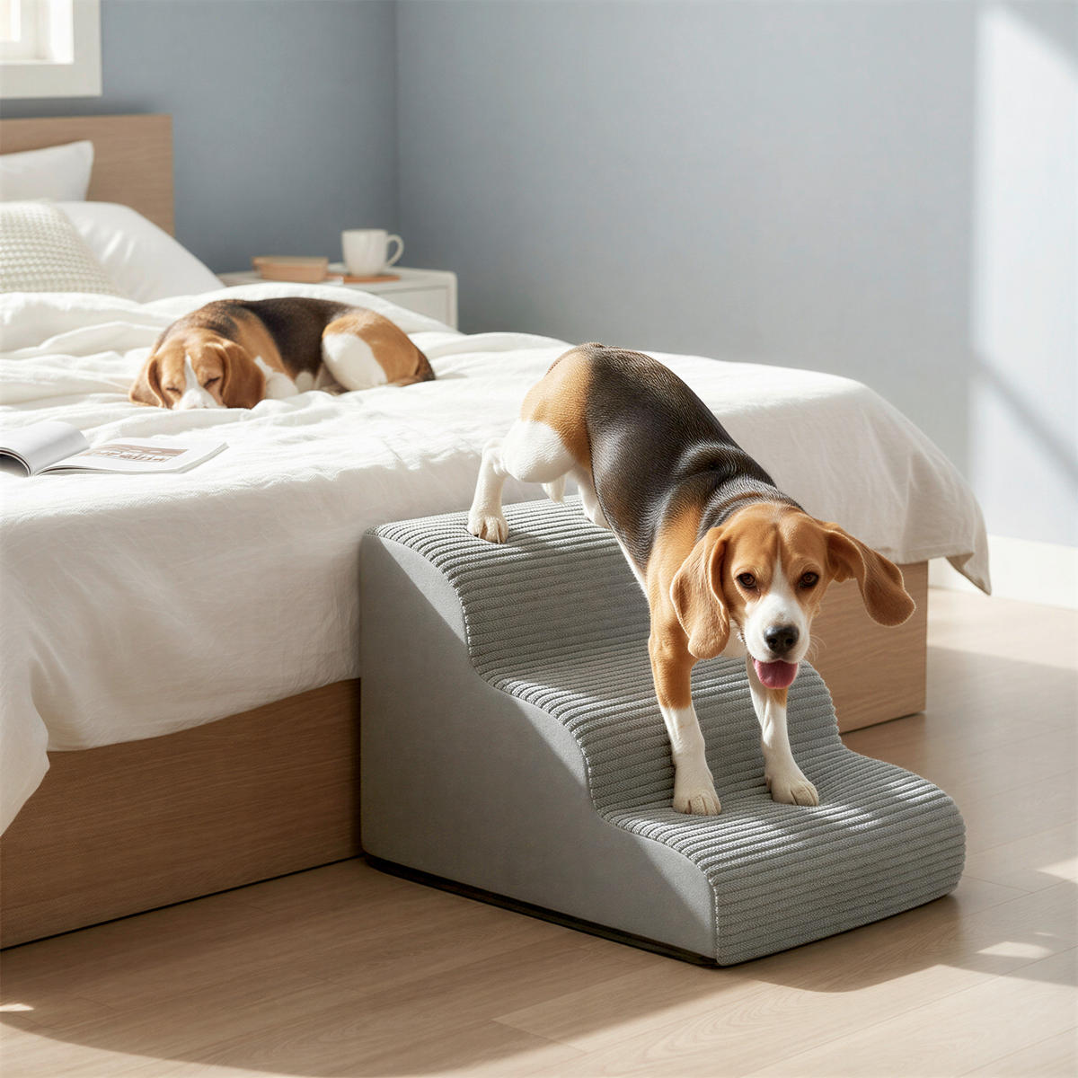 TIERTREPPE - Grau, Trend, Kunststoff/Textil (57/40/40cm) - Boxxx