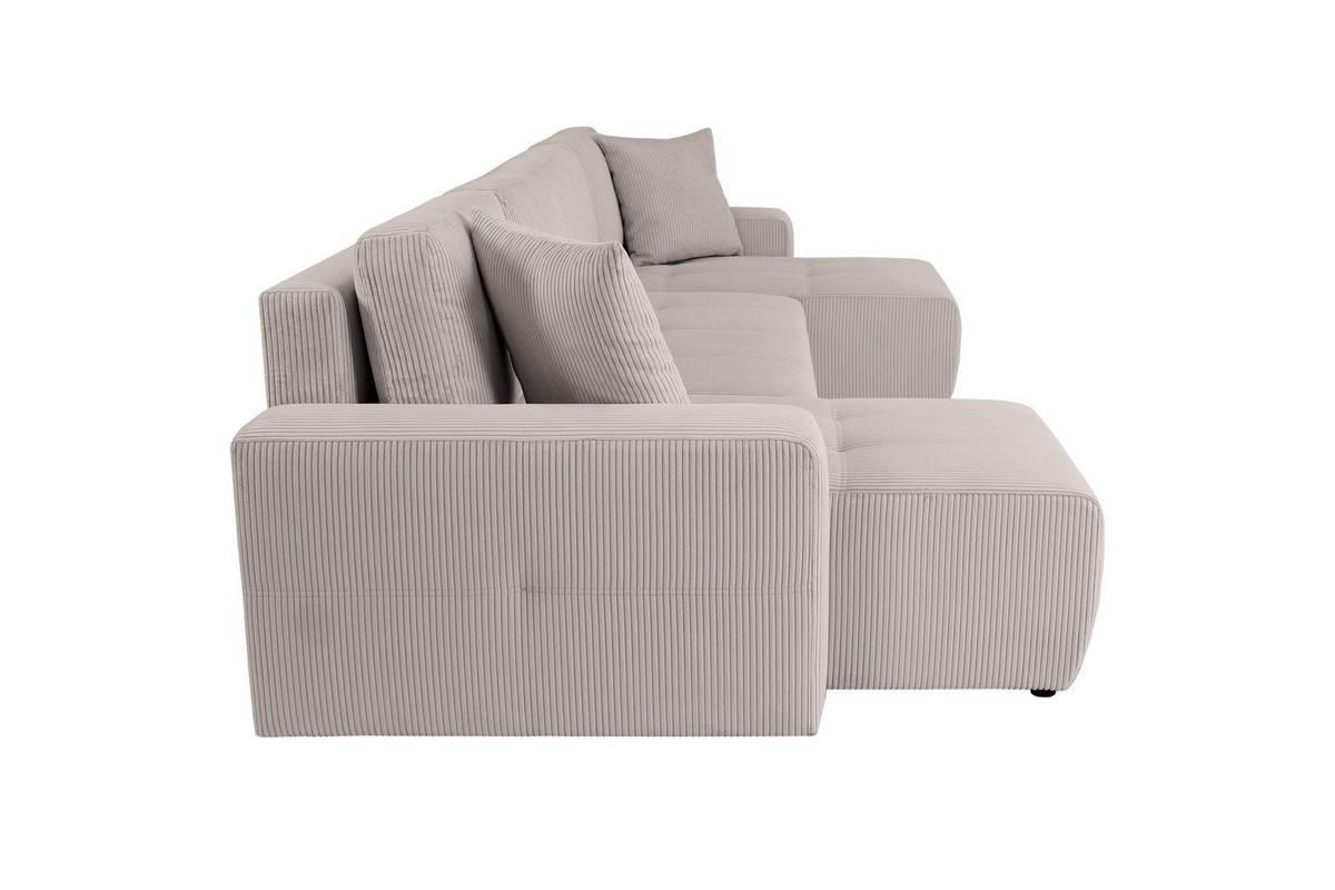 Wohnlandschaft inkl. Funktion Hellbraun Cord  - Hellbraun/Schwarz, KONVENTIONELL, Textil (146/317/146cm) - Xora