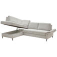 ECKSOFA Ecru Webstoff Schlaffunktion, Matratze  - Ecru/Schwarz, KONVENTIONELL, Textil/Metall (201/277cm) - Dieter Knoll