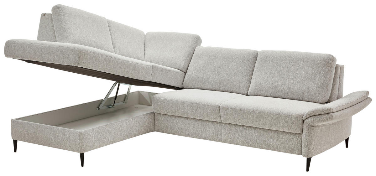 ECKSOFA Webstoff Ecru  - Ecru/Schwarz, Konventionell, Textil/Metall (201/277cm) - Dieter Knoll